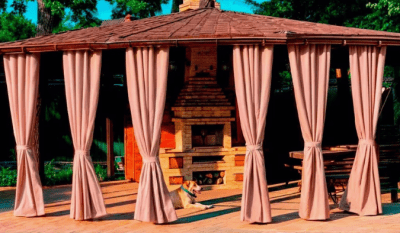 Шторы уличные,для беседок,веранд и террас,ткань- "Оксфорд" 600D,капучино