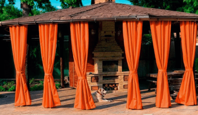 Шторы уличные,для беседок,веранд и террас,ткань- "Оксфорд" 600D,оранжевые