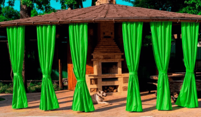 Шторы уличные,для беседок,веранд и террас,ткань- "Оксфорд" 600D,салатовые