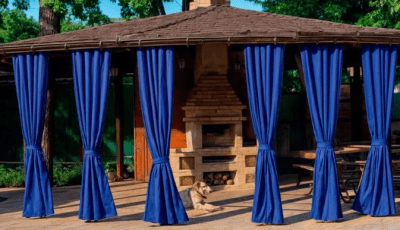 Шторы уличные,для беседок,веранд и террас,ткань- "Оксфорд" 600D,насыщенные синие (Василек)